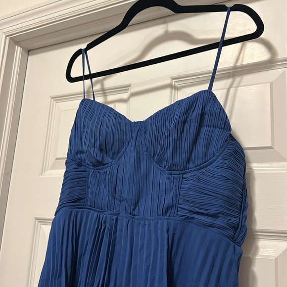 Lulus Tiered Dress - Cascading Crush Cobalt Blue Tiered Bustier Midi Dress - Picture 3 of 6